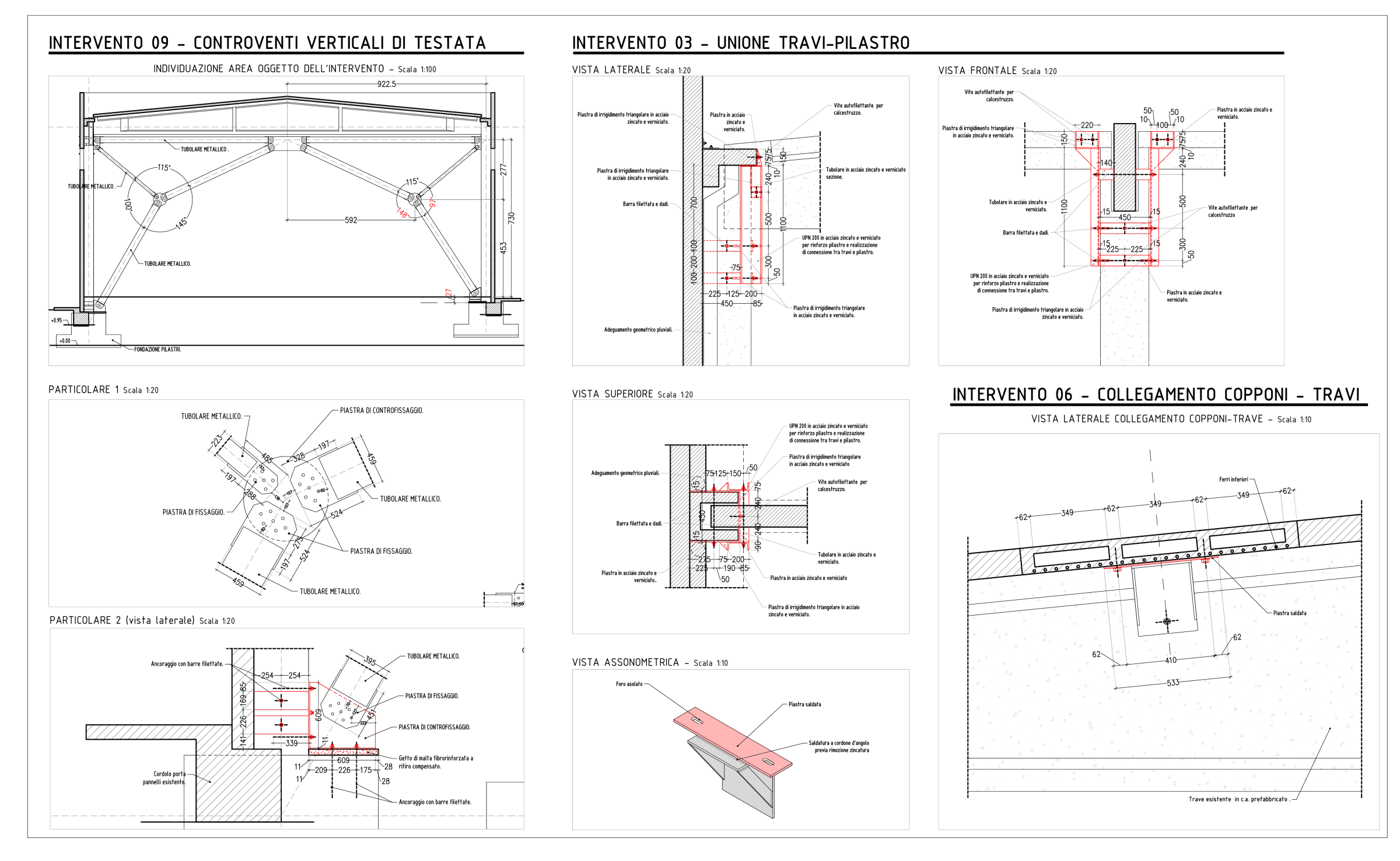 Tavola CAD complementare con il quadro d'insieme dei dettagli costruttivi